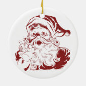 ヴィンテージクリスマスレッドすてきレトロサンタクロース セラミックオーナメント (裏面)