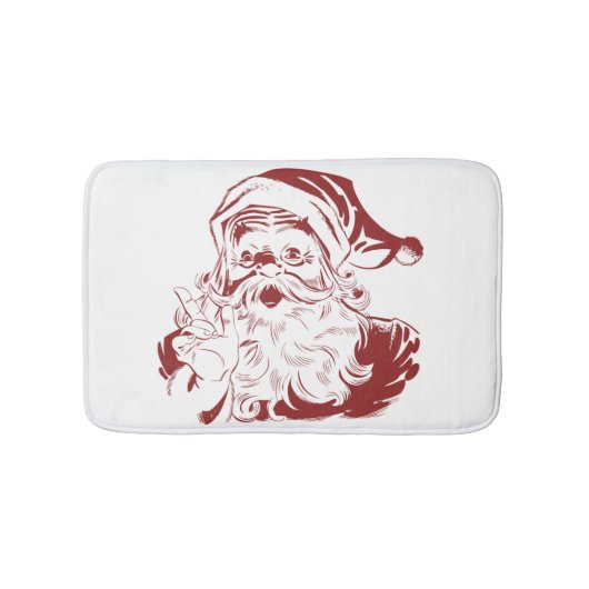 ヴィンテージクリスマスレッドすてきレトロサンタクロース バスマット (正面)