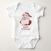 ヴィンテージクリスマスレッドすてきレトロサンタクロース ベビーボディスーツ (正面)