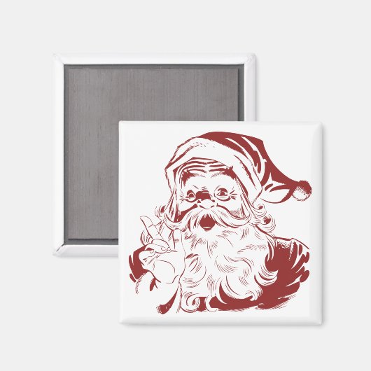 ヴィンテージクリスマスレッドすてきレトロサンタクロース マグネット (正面/裏面)
