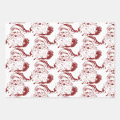 ヴィンテージクリスマスレッドすてきレトロサンタクロース ラッピングペーパーシート (正面)