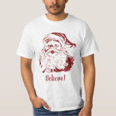 ヴィンテージクリスマスレッドすてきレトロサンタクロース Tシャツ (正面)