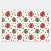 ヴィンテージクリスマスレッドとグリーンオーナメント ラッピングペーパーシート (正面2)