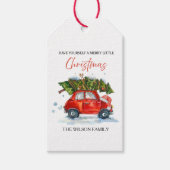 ヴィンテージクリスマスレッドカー&ツリー ギフトタグ (正面)