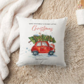 ヴィンテージクリスマスレッドカー&ツリー クッション (ブランケット)