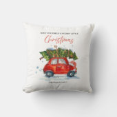 ヴィンテージクリスマスレッドカー&ツリー クッション (正面)