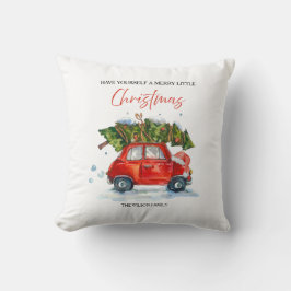 ヴィンテージクリスマスレッドカー&ツリー クッション