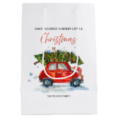 ヴィンテージクリスマスレッドカー&ツリー ミディアムペーパーバッグ (裏面)