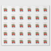 ヴィンテージクリスマスレッドカー&ツリー ラッピングペーパー (フラット)