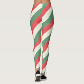ヴィンテージクリスマスレッドグリーンホワイト垂直ストライプの レギンス (裏面)
