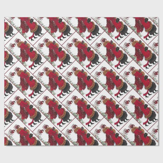 ヴィンテージクリスマスレッドコートソサエティレディーズ ラッピングペーパー (フラット)