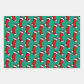 ヴィンテージクリスマスレッドソックスグリッターガールモノグラム ラッピングペーパーシート (正面2)