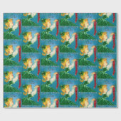 ヴィンテージクリスマスレッドソックスグリッターガールモノグラム ラッピングペーパー (フラット)