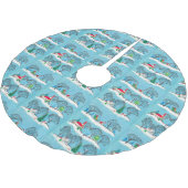 ヴィンテージクリスマスレッドチャーチホースとそり ブラッシュドポリエステルツリースカート (アングル)