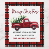 ヴィンテージクリスマスレッドトラックワインラベル ワインラベル (シングルラベル)