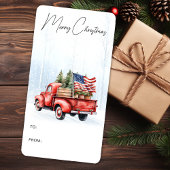ヴィンテージクリスマスレッドトラック愛国旗の贈り物 ラベル