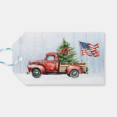 ヴィンテージクリスマスレッドトラック愛国米国国旗 ギフトタグ (裏面横)