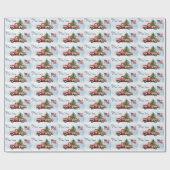 ヴィンテージクリスマスレッドトラック愛国米国国旗 ラッピングペーパー (フラット)