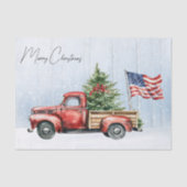 ヴィンテージクリスマスレッドトラック愛国米国国旗 薄葉紙 (正面)