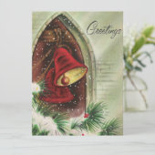 ヴィンテージクリスマスレッドベルズ挨拶 シーズンカード (スタンド正面)