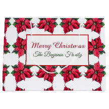 ヴィンテージクリスマスレッドホワイトポインセティアスカスタム