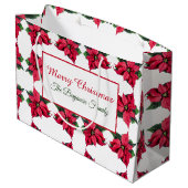 ヴィンテージクリスマスレッドホワイトポインセティアスカスタム ラージペーパーバッグ (裏面アングル)