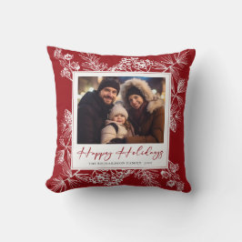 ヴィンテージクリスマスレッドボタニカル クッション