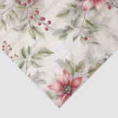 ヴィンテージクリスマスレッドポインセチアタータンチェック、デコページ 薄葉紙 (詳細)