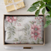 ヴィンテージクリスマスレッドポインセチアタータンチェック、デコページ 薄葉紙 (ギフト)