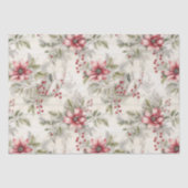 ヴィンテージクリスマスレッドポインセチアタータンチェック、デコページ 薄葉紙 (正面)