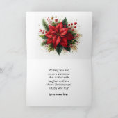 ヴィンテージクリスマスレッドポインセティアホリデーカード シーズンカード (内部)