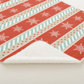 ヴィンテージクリスマスレッドミントスノーフレークのパターン シェルパブランケット (3/4)