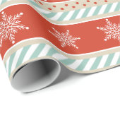 ヴィンテージクリスマスレッドミントスノーフレークのパターン ラッピングペーパー (ロールコーナー)