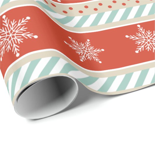 ヴィンテージクリスマスレッドミントスノーフレークのパターン ラッピングペーパー (ロールコーナー)