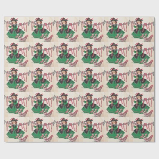 ヴィンテージクリスマスレディぶら下がったズキャンディカン ラッピングペーパー (フラット)