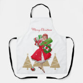 ヴィンテージクリスマスレディプレゼントレッドグリーン金ゴールド エプロン (正面)