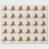 ヴィンテージクリスマスレディプレゼントレッドグリーン金ゴールド ラッピングペーパー (フラット)