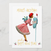 ヴィンテージクリスマスレディーメリークリスマスグリーティング シーズンカード (正面/裏面)