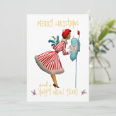 ヴィンテージクリスマスレディーメリークリスマスグリーティング シーズンカード (スタンド正面)