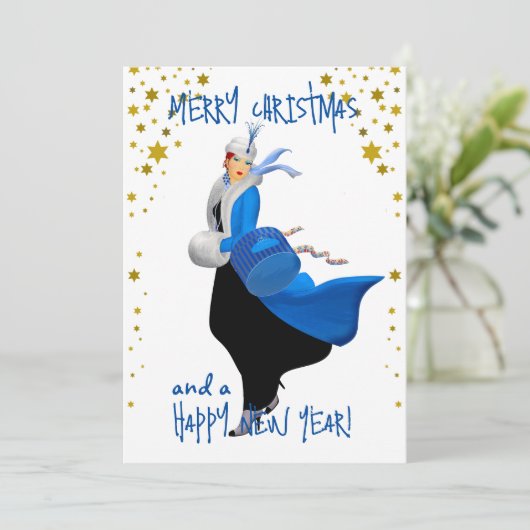 ヴィンテージクリスマスレディーメリークリスマスグリーティング シーズンカード (スタンド正面)