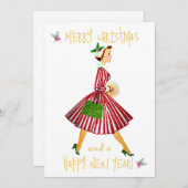 ヴィンテージクリスマスレディーメリークリスマスグリーティング シーズンカード (正面/裏面)