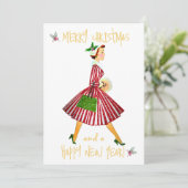 ヴィンテージクリスマスレディーメリークリスマスグリーティング シーズンカード (スタンド正面)