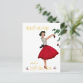 ヴィンテージクリスマスレディーメリークリスマスグリーティング ポストカード (スタンド正面)