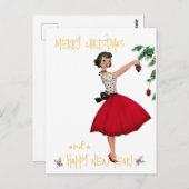 ヴィンテージクリスマスレディーメリークリスマスグリーティング ポストカード (正面/裏面)