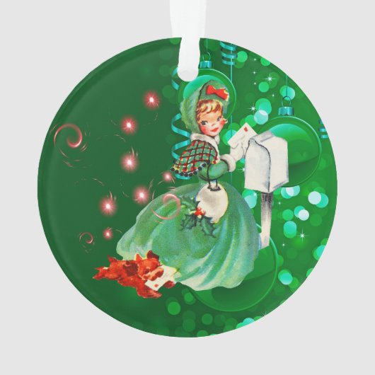 ヴィンテージクリスマスレディーメーリングレターグリーン オーナメント (裏面)
