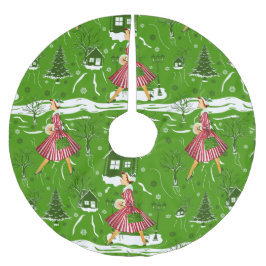 ヴィンテージクリスマスレディ雪の結晶1950年代 ブラッシュドポリエステルツリースカート