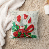 ヴィンテージクリスマスレトロなキャンディケーンデコールピロー クッション (ブランケット)