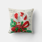 ヴィンテージクリスマスレトロなキャンディケーンデコールピロー クッション (正面)