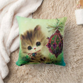 ヴィンテージクリスマスレトロな猫の家の装飾の枕 クッション (ブランケット)