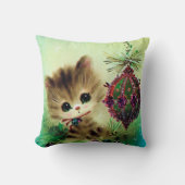 ヴィンテージクリスマスレトロな猫の家の装飾の枕 クッション (正面)